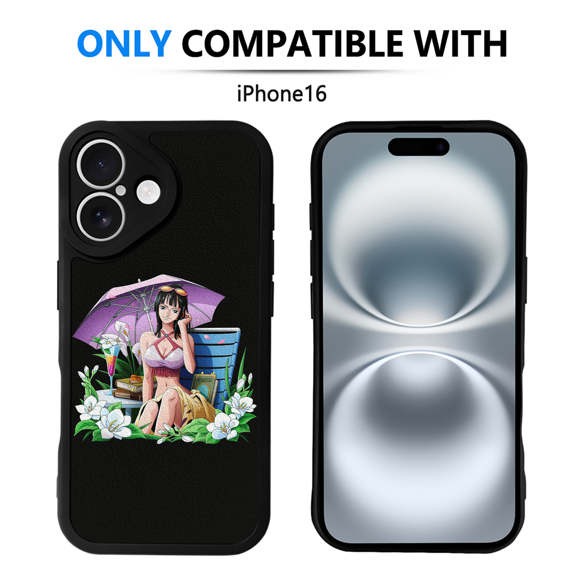 （画像用） ワンピース ニコ・ロビン ONE PIECE Nico Robin 【iPhone 16シリーズ対応】シリコンスマホケース（レザー調） 材質：シリコン
